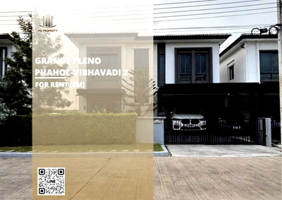 Houses for rent Pathumthani : Detached house for rent 📍 Grande Pleno Phahol-Vibhavadi 2 📍 3 bedrooms, 4 bathrooms; fully furnished and equipped with appliances.