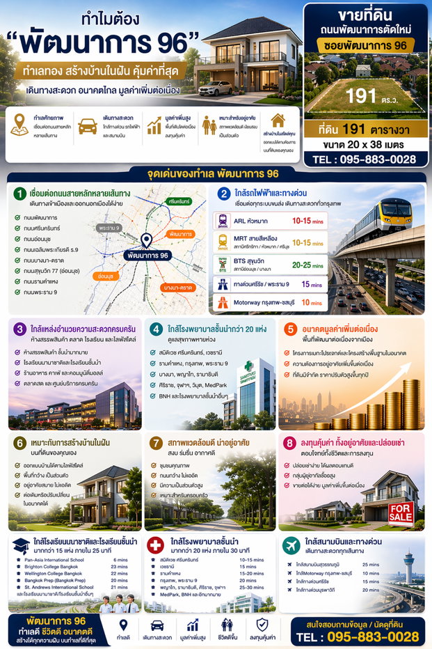 รูป ขายที่ดิน ถนนพัฒนาการ96 191ตรว - รูปที่ 8/10