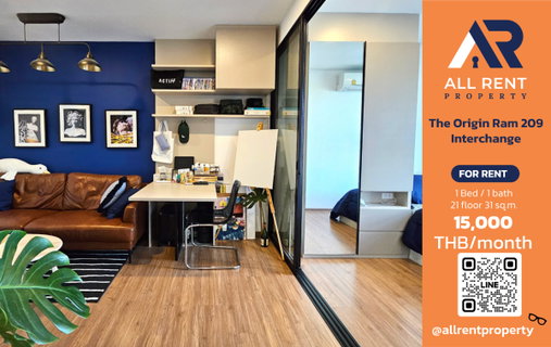 รูปภาพ 🔥 The Origin Ram 209 Interchange, brand new room, 21st floor, near BTS/MRT, only 15,000 THB/month, ready to move in! 🏙️🚆