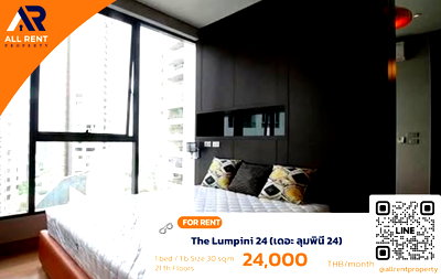 คอนโดให้เช่า : 🔥 The Lumpini 24 ห้องสวย ชั้น 30 ใกล้ BTS พร้อมพงษ์ เพียง 24,000 บาท/เดือน พร้อมเข้าอยู่! 🏙️🚆