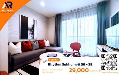 คอนโดให้เช่า : 🔥 Rhythm Sukhumvit 36-38 ห้องสวย ใกล้ BTS ทองหล่อ เพียง 29,000 บาท/เดือน พร้อมเข้าอยู่! 🏙️✨