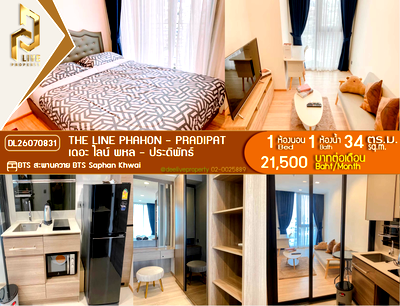 Condos for rent : DL26070831 Condo for rent, THE LINE Phahon - Pradipat near BTS Saphan Khwai, ready to move in, call urgently 0653619502 LineID @952jdxxk