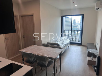 2 Beds Large Room High Fl.25+ City View Fully Furnished New Condo Good Location Close to MRT Phra Ram 9 220 m. @ NUE District R9