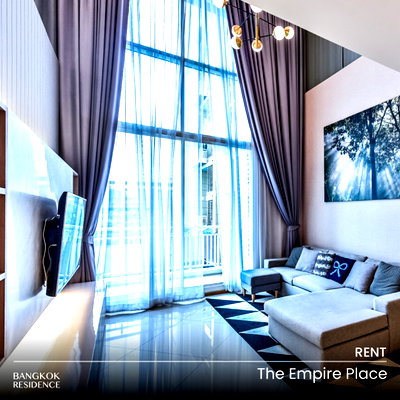 Condos for rent :  Rental Condo 💙 The Empire Place, Duplex 2BR 107 sq.m. 55K 💎 Beautiful Duplex Unit, Available Now, Near BTS Chong Nonsi 