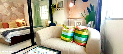 Condos for rent : Short Rent near BTS Onnut Garden Canal View Fully Furnished  Fully Equipped 