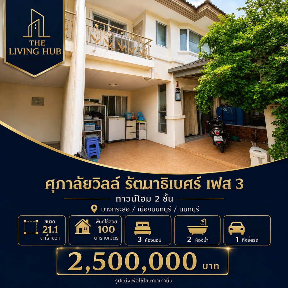 รูป 🔥 ทาวน์โฮม 2 ชั้น ทำเลรัตนาธิเบศร์ เพียง 2.5 ล้านบาท! 🔥 - รูปที่ 1/17