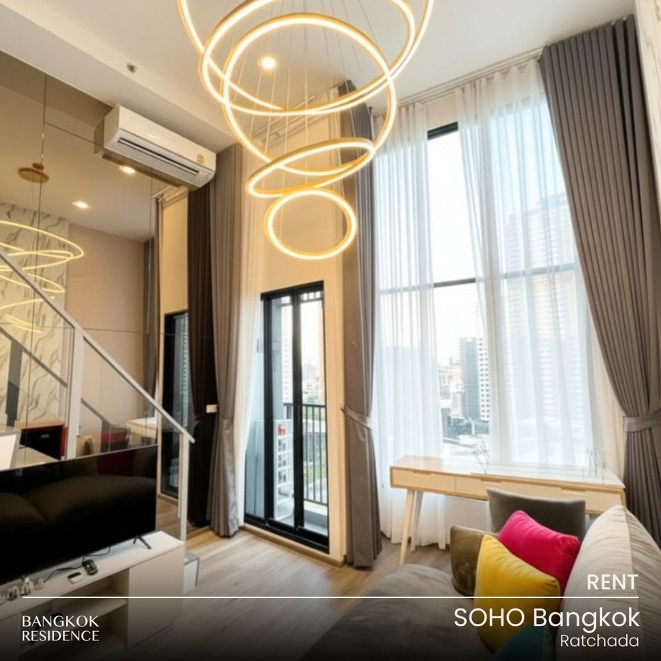 รูป เช่าคอนโด 🌌 SOHO Bangkok Ratchada 1นอน 37ตร.ม. 25.9k 💖 ยูนิต Loft สวย ราคาดี ใกล้ MRT ห้วยขวาง - รูปที่ 1/6