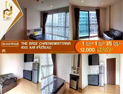 คอนโดให้เช่า : DL26070968 ให้เช่าคอนโด เดอะ เบส แจ้งวัฒนะ (The Base Chaengwattana) ใกล้ MRT สายสีชมพู พร้อมเข้าอยู่ โทรด่วน 0614453194 LineID @952jdxxk