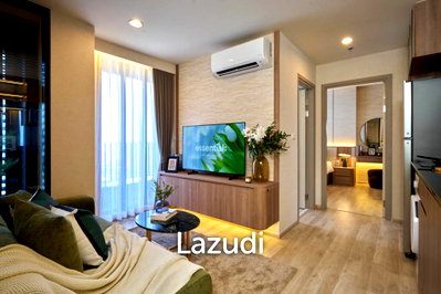 Condos for sale : 42.96 sqm high-floor 2-bedroom condo at Ideo Mobi Sukhumvit East Point Bangna