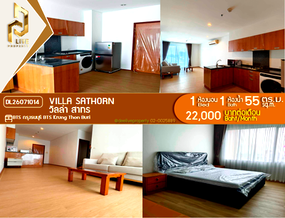 Condos for rent : DL26071014 Condo for rent, Villa Sathorn near BTS Krung Thon Buri, ready to move in, call urgently 0638692663 LineID @952jdxxk