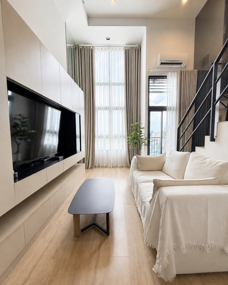 picture High Floor Near MRT 🏙️(For Rent) IDEO Rama 9-Asoke 💵29,000 THB (Duplex-Loft, 38 Sqm) - 2/8
