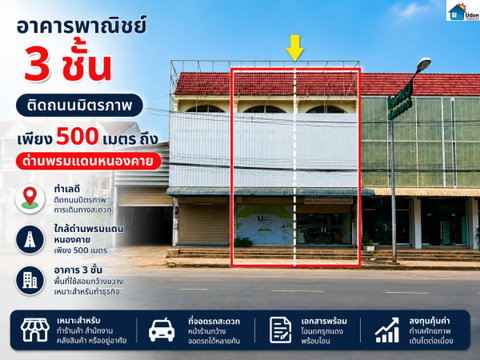 ขายอาคารพาณิชย์ทำเลทอง ย่านธุรกิจหนองคาย ใกล้ด่านพรมแดนเพียง 500 เมตร