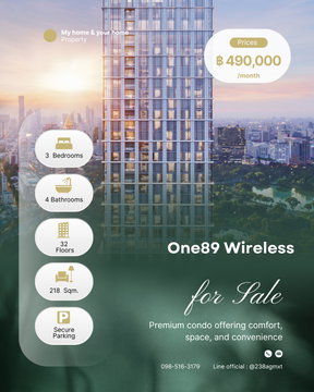 💎For rent Luxury Condo 📍 One89 Wireless 📍 Rent Prices 490,000/ month.