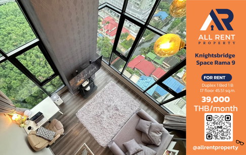 🔥 Knightsbridge Space Rama 9, Duplex unit, 45.51 sq.m., near MRT Rama 9, only 39,000 THB/month, ready to move in! 🏙️🚆