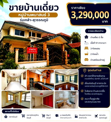 Houses for sale Bangkok : 🔥 Urgent Sale! Single Detached House – 51 Sq. Wah 📍 Phanasonthi Garden Home, Romklao Soi 15