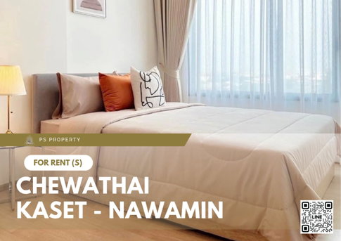 Condo for rent 🏙️ Chewathai Kaset Nawamin Project 🏙️ Corner room, wide balcony, complete furniture and electrical appliances. Ready to move in