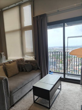 Condo for RENT: The Line Sukhumvit 101 𝐒𝐢𝐳𝐞 : 33 sqm.  1 Bed 1 Bath /Corner / River View + Bang Kachao view / Balcony / High Ceiling 3.3m. on 26th