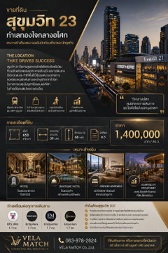 ขายที่ดินสุขุมวิท 23 ทำเลทองใจกลางอโศก เหมาะสร้างโรงแรม รองรับนักท่องเที่ยวและนักธุรกิจ เนื้อที่ 650 ตารางวา