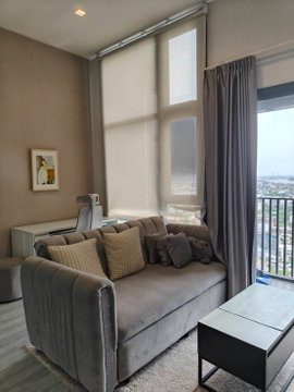 Condo for RENT: The Line Sukhumvit 101 𝐒𝐢𝐳𝐞 : 33 sqm. 1 Bed 1 Bath /Corner / River View + Bang Kachao view / Balcony / High Ceiling 3.3m. on 26th