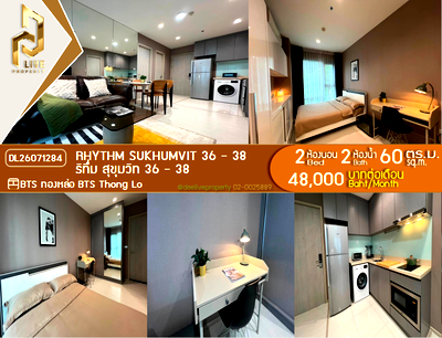 Condos for rent : DL26071284 Condo for rent, Rhythm Sukhumvit 36 - 38 near BTS Thong Lo, ready to move in, call urgently 0614453194 LineID @952jdxxk