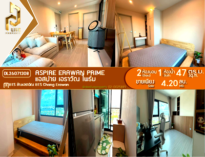 Condos for sale : DL26071308 Condo for sale, Aspire Erawan Prime near BTS Chang Erawan, ready to move in, call urgently 0638692663 LineID @952jdxxk