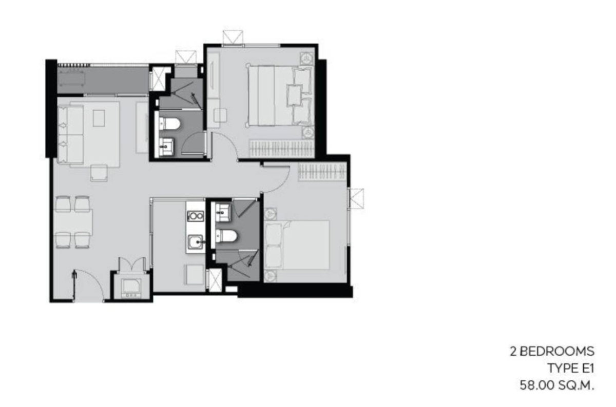 รูป (ขาย)(Sale)(买)(Negotiate) Life Asoke Rama 9 - Beautiful 2-Bed 2-Bath Unit, High Floor & Unblocked View! - รูปที่ 21/22