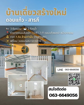 New Single House Ready to Reserve! Saraphi, Fully Functional Design, Starting from 1.59 Million Baht. Tel. 063-6649056