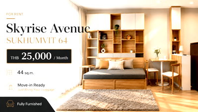 คอนโดให้เช่า : 🍀🔥 Hot Deal! ให้เช่า Skyrise Avenue Sukhumvit 64 | 2 ห้องนอน ห้องสวย พร้อมอยู่ | ใกล้ BTS ปุณณวิถี | Line: @rent2022 | A12090