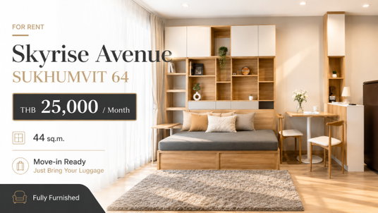 รูปภาพ 🍀🔥 Hot Deal! ให้เช่า Skyrise Avenue Sukhumvit 64 | 2 ห้องนอน ห้องสวย พร้อมอยู่ | ใกล้ BTS ปุณณวิถี | Line: @rent2022 | A12090