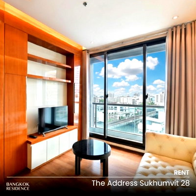 Condos for rent : Rental Condo 🌃 The Address Sukhumvit 28, 1BR 45 sq.m. 35K 🛋️ Beautiful Fully Furnished Unit, Near BTS Phrom Phong 