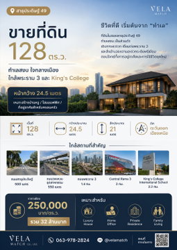 ขายที่ดิน 128 ตร.ว. สาธุประดิษฐ์ 49 หน้ากว้าง 24.5 เมตร ทำเลสงบ ใกล้พระราม 3 และ King’s College