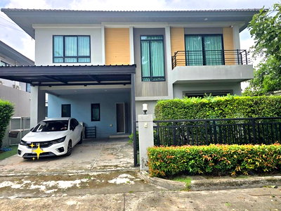 Houses for rent Ram Inthra 65 : 2-storey detached house for rent, corner plot, 56 sq m., Ramintra 65, Thalu Ok, Watcharaphon, Sai Mai.