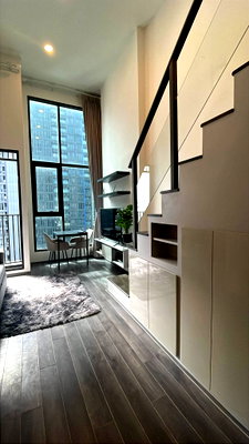Condos for rent : Condo for RENT : Knightsbridge Space Rama 9  𝐒𝐢𝐳𝐞 :  40 sqm.  Duplex  1 Bed 1 Bath / City View  𝐅𝐥𝐨𝐨𝐫 : 10th  ✅Fully furnished