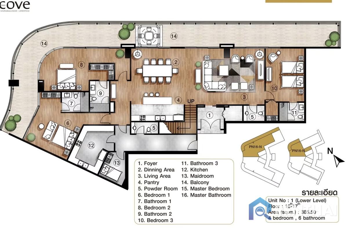 รูป เพ้นท์เฮาส์หรู 4 ห้องนอน หนึ่งในคอนโดมิเนียมติดชายหาดที่หรูหราและเป็นส่วนตัวที่สุดในพัทยา - รูปที่ 5/22