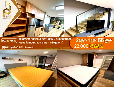Condos for rent : DL26071442 Condo for rent, Blossom Condo @ Sathorn - Charoenrat near BTS Surasak, ready to move in, call urgently 0653619502 LineID @952jdxxk