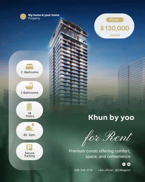 💎For rent & Sale Luxury Condo 📍Khun by yoo 📍 2 bedrooms Rent Prices 130,000/ month.