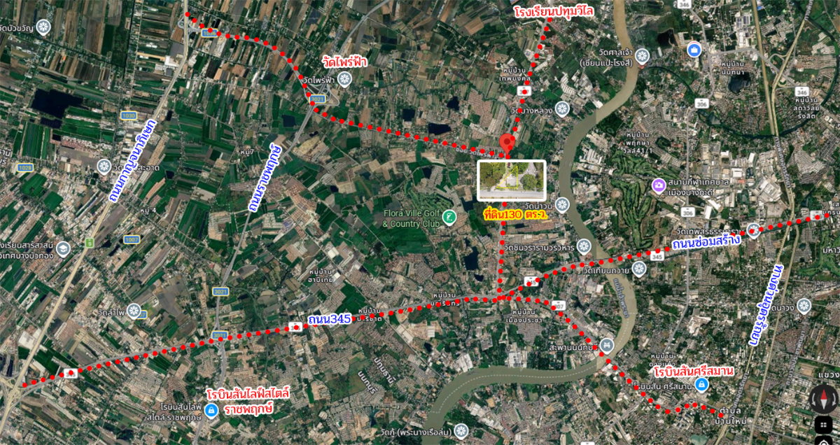 picture [For Sale] Prime land plot of 130 sq.wa. (approximately 252 sq.m.), with a beautiful 44-meter frontage on Highway 307 (Pathum Thani - Nonthaburi). - 8/8