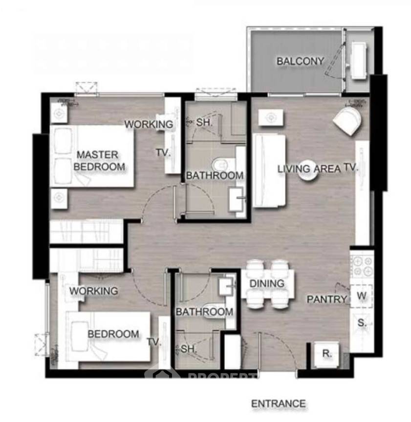 picture 2-BR Condo, 32nd Floor 57 Sqm At The Saint Residences 📍 MRT Phahon Yothin 100m (ID 3126385) - 7/7
