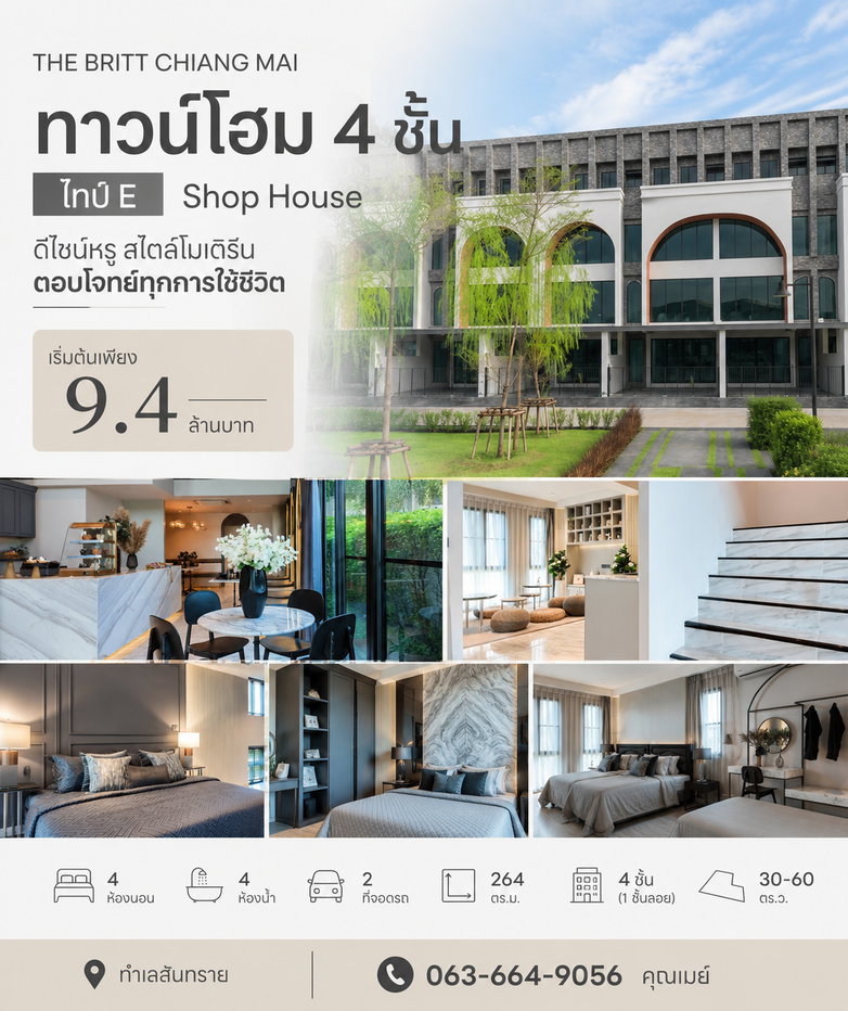 picture The Britt Chiang Mai - Type E Shophouse/Townhome 4-Storey, San Sai Zone - 1/23