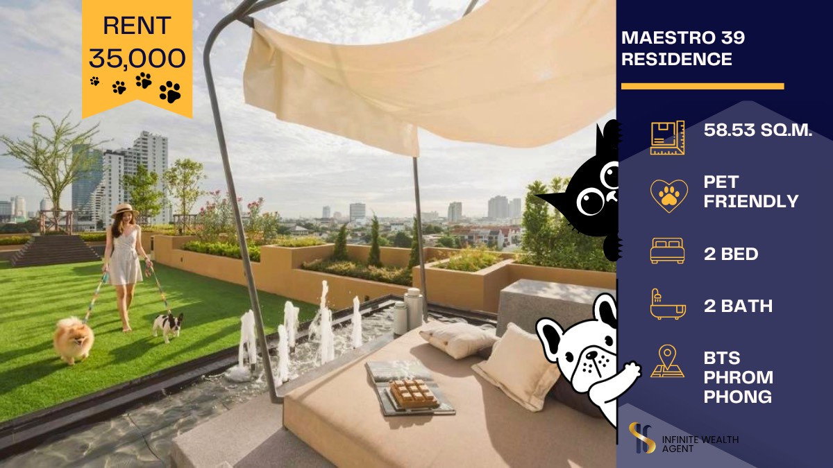 รูป ✨สวรรค์คนรักสัตว์! Maestro 39 พร้อมพงษ์ • 2นอน 58ตรม. พร้อมอยู่ เช่า 35,000 | ห้องว่างรีบจอง ทักด่วนนัดชมฟรี! 🐶 - รูปที่ 1/15