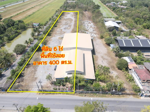 Land for rent with office and bus depot on 6 rai of land, Khlong Hok, Pathum Thani.