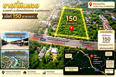 Land for sale : Prime area 150 Sq.W. Commercial Land in Central Mae Hong SonNext to Airport & Toyota Lanna with Red Garuda Title Deed!