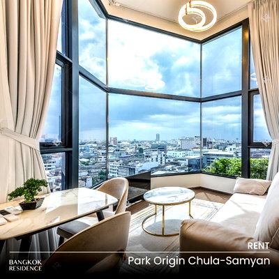 Condos for rent : Rental Condo 🌃 Park Origin Chula-Samyan, 2BR 48 sq.m. 53K 🛋️ Fully Furnished Unit with Nice View, Near MRT Hua Lamphong 