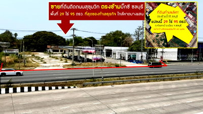ที่ดิน ตึกคอม ชลบุรี : ขายที่ดินติดถนนสุขุมวิท ตรงข้ามบิ๊กซี ชลบุรี พื้นที่ 29 ไร่ 95 ตรว. ที่สุดของทำเลธุรกิจ ขายเพียง 60,000 บาท/ตรว.เท่านั้น ใกล้หาดบางแสน ทำเลดี 