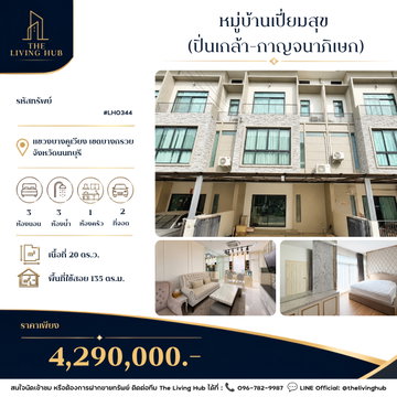 🔥 ทาวน์โฮม 3 ชั้น ทำเลปิ่นเกล้า–กาญจนาภิเษก 🏡 บ้านเปี่ยมสุข 🏡 เพียง 4.29 ล้านบาท! 🔥