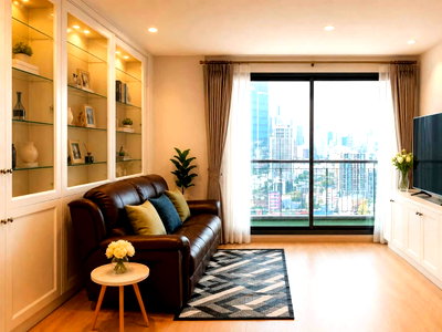 Condos for sale : Rhythm Sukhumvit 42  Beautifully decorated room, wide space, fully furnished, 2 bedrooms, 2 bathrooms.