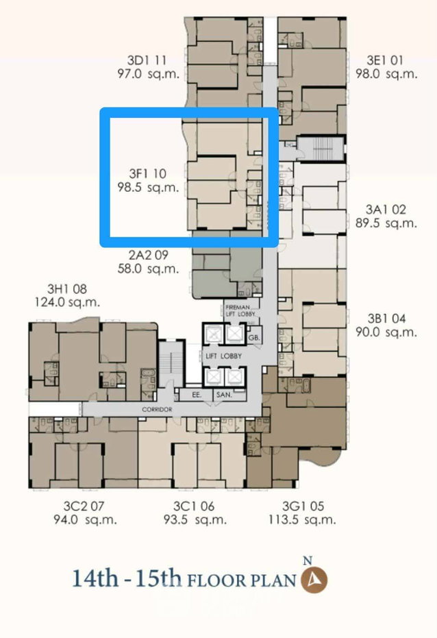 รูป คอนโด 3 ห้องนอน 99 ตร.ม. ขาย Supalai Elite Sukhumvit 39 ใกล้ MRT เพชรบุรี (ID 3131055) - รูปที่ 1/6