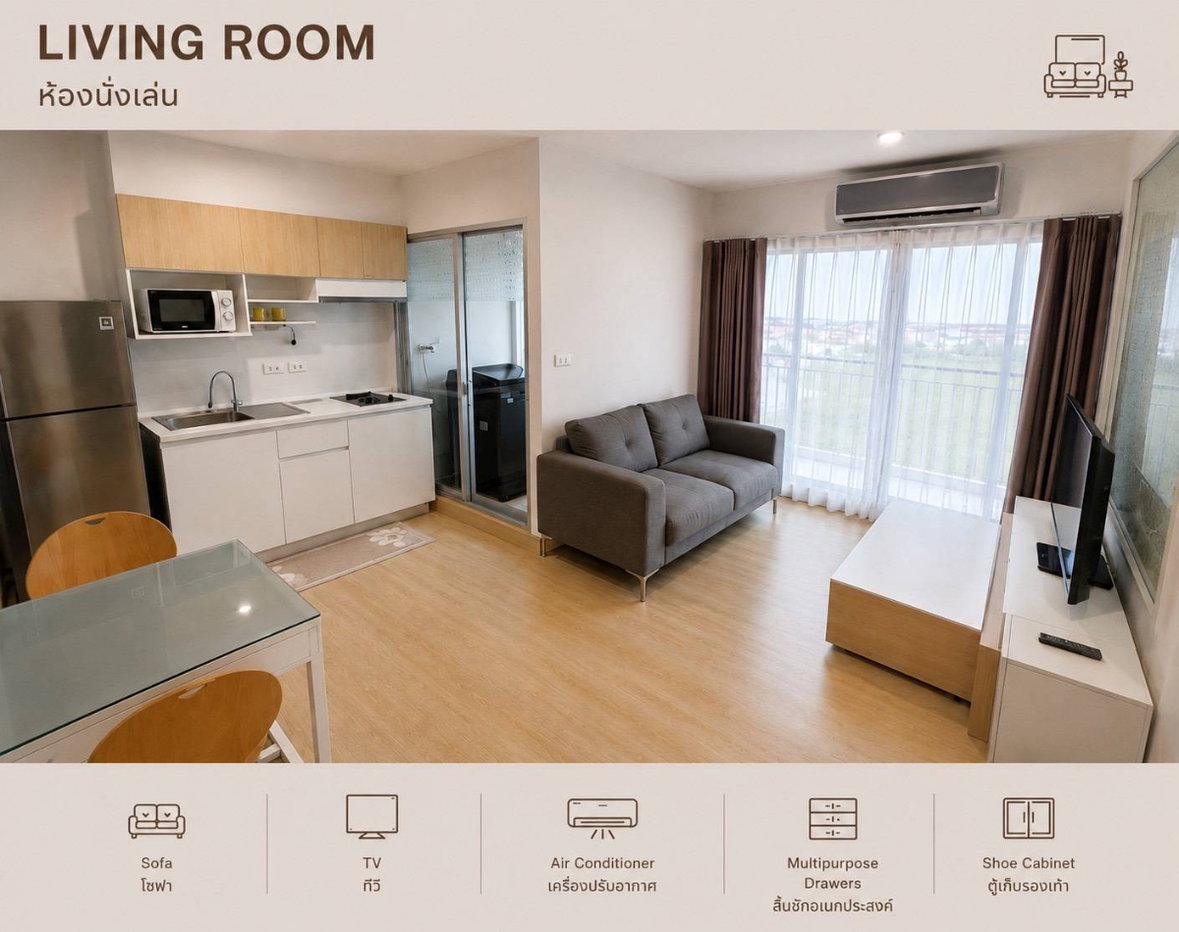 รูป ให้เช่าคอนโด Parkland Srinakarin Lakeside ห้อง 1 Bedroom พร้อมเข้าอยู เดินทางสะดวก บรรยากาศร่มรื่นน่าอยู่สุดๆ  ทำเลดี ศรีนครินทร์ - ใกล้ MRT ศรีลาซาล  - รูปที่ 2/5