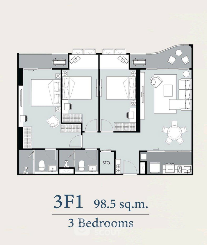 รูป คอนโด 3 ห้องนอน 99 ตร.ม. ขาย Supalai Elite Sukhumvit 39 ใกล้ MRT เพชรบุรี (ID 3131055) - รูปที่ 2/6