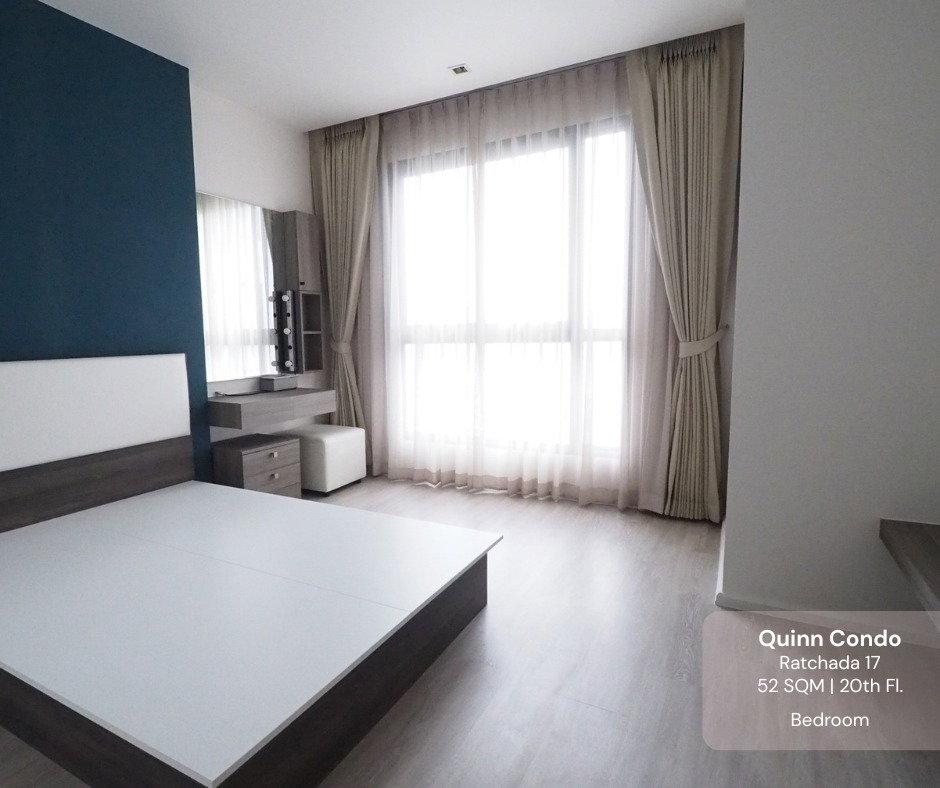 รูป P-55412 ห้องสวย สภาพใหม่ Clean & Cozy Quinn Condo Ratchada 52 ตร.ม. 1bed + ห้องทำงาน ใกล้ MRT สุทธิสาร Line ID: @easythaihome 085-592-2897 - รูปที่ 1/15